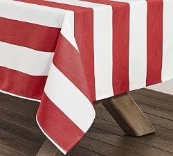 Open Box: Sunbrella® Awning Stripe Outdoor Tablecloth