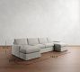 PB Comfort Modern Square Arm Slipcovered Double Chaise Sectional (129&amp;quot-164&quot;)