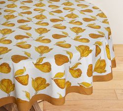 Pear Blockprint Cotton Round Tablecloth