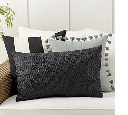 Simple Stripes Black Outdoor Pillow Set