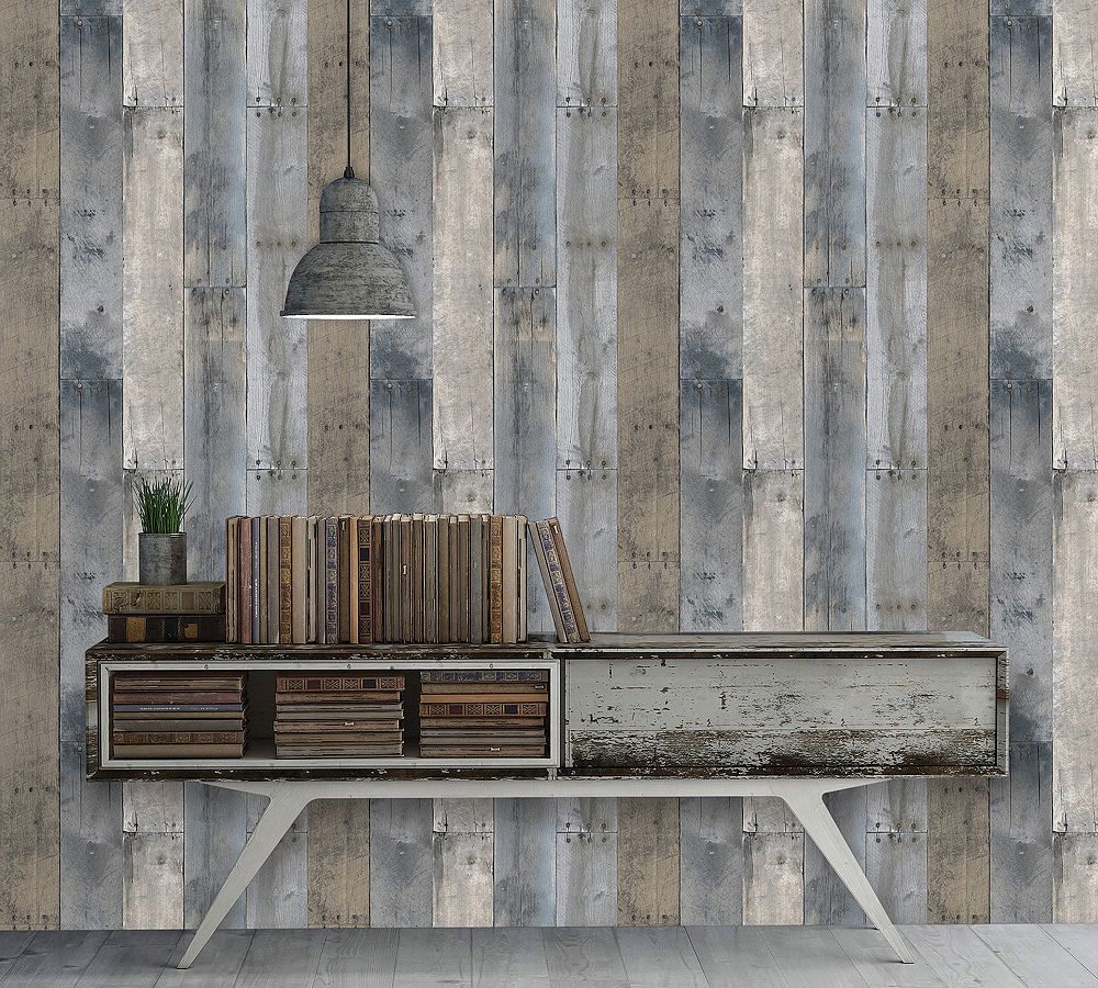 Repurposed Wood Removable Wallpaper