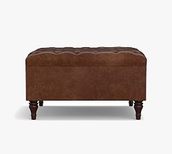 Lorraine Tufted Leather Square Storage Ottoman