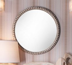 Audrey Beaded Wood Frame Round Wall Mirror