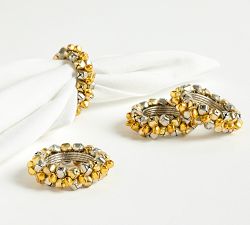 Gold and Silver Bells Napkin Rings - Set of 4