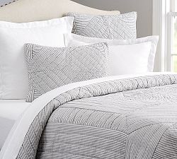 The Emily &amp; Meritt Ticking Stripe Patchwork Quilt &amp; Shams