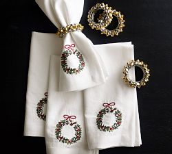 Gold and Silver Bells Napkin Rings - Set of 4