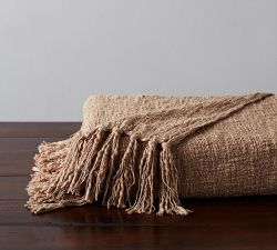 Solid Textured Tassel Throw