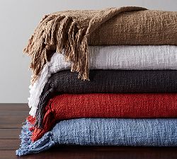 Solid Textured Tassel Throw
