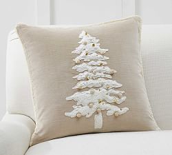 Velvet Sherpa Tree Applique Pillow