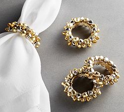 Mini Sleigh Bells Gold Napkin Rings, Set of 4