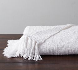 Solid Textured Tassel Throw