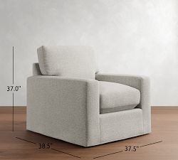 PB Comfort Modern Square Arm Slipcovered Swivel Chair