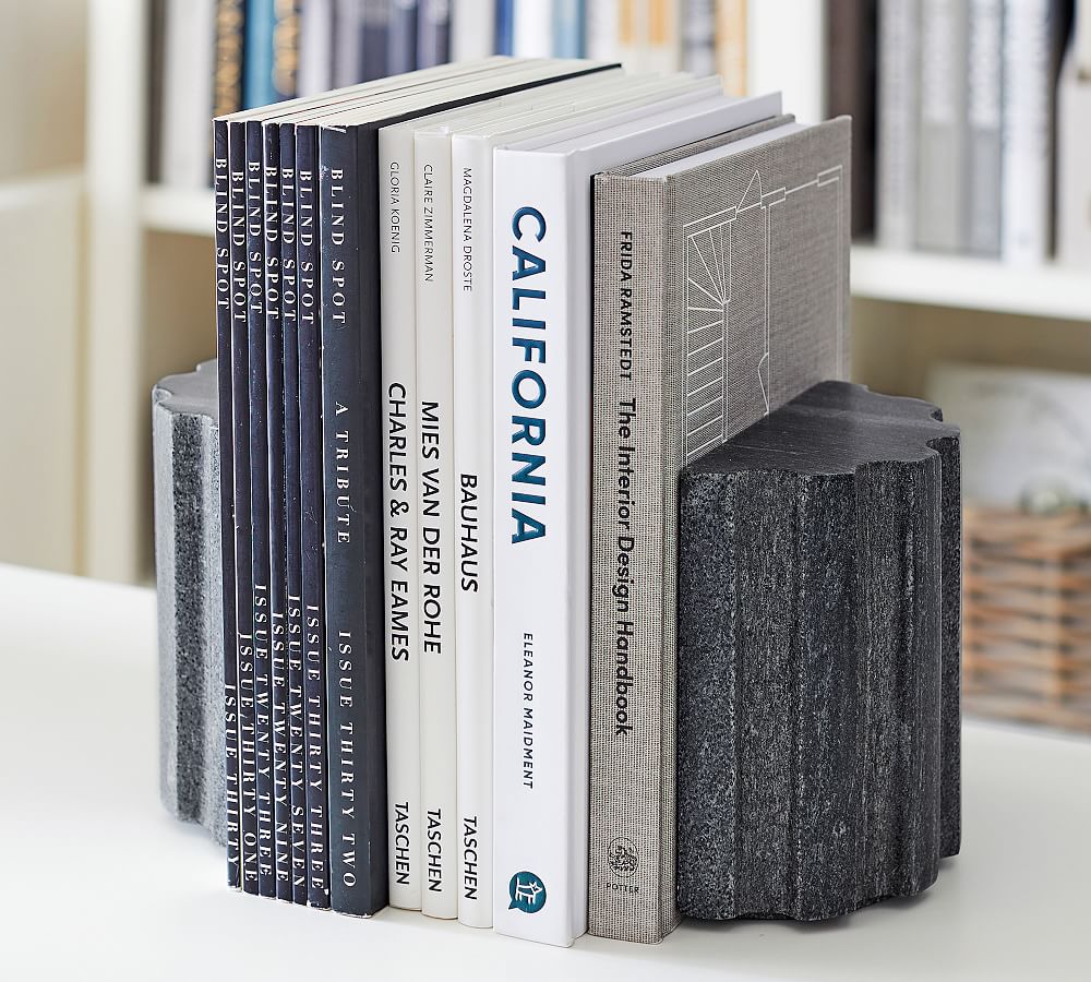 Black Marble Book Ends - Set of 2