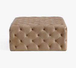 Tufted Square Leather Ottoman
