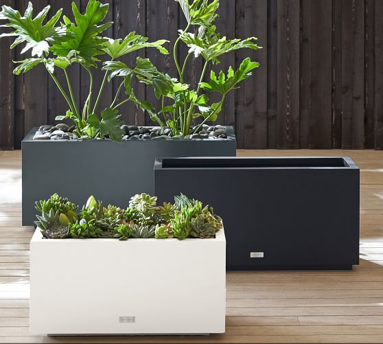 Outdoor All Weather Eco Long Box Planter, Large, White | Pottery Barn