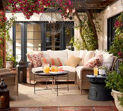 Sunbrella® Passage Striped Outdoor Lumbar Pillow