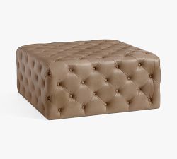 Tufted Square Leather Ottoman