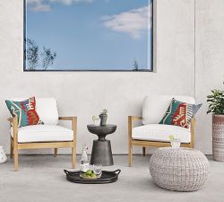 Encinitas Wicker Round Outdoor Accent Stool (21&quot;)