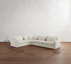 Westwood Fin Arm Deep Seat Slipcovered 4-Piece Curved Wedge Sectional (156&quot;)