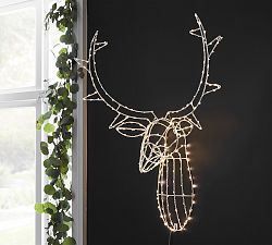 Lit Deer Head Wall Art
