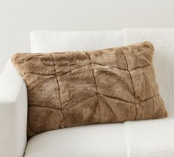 Quilted Alpaca Faux Fur Lumbar Pillow