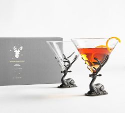 Figural Stag Martini Glasses - Set of 2