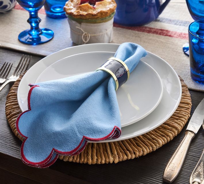 Scallop Border Cotton/Linen Napkins Set of Pottery Barn