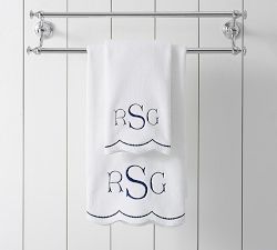 Scalloped Dot Organic Embroidered Towel