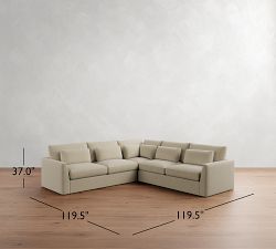 Westwood Fin Arm Deep Seat 3-Piece L-Shaped Sectional (122&quot;)
