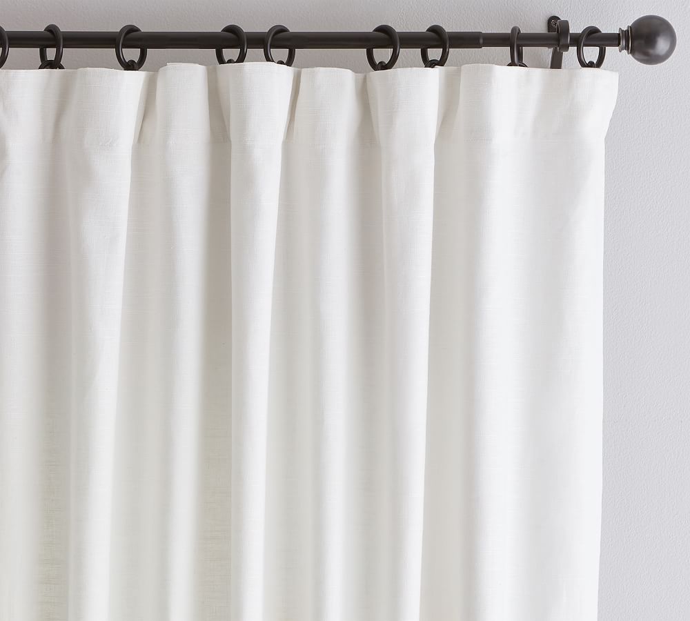 Open Box: Custom Emery Linen Blackout Curtain, 42"W x 52"L - White