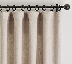 Open Box: Belgian Flax Linen Blackout Curtain, 100" x 120" - Dark Flax