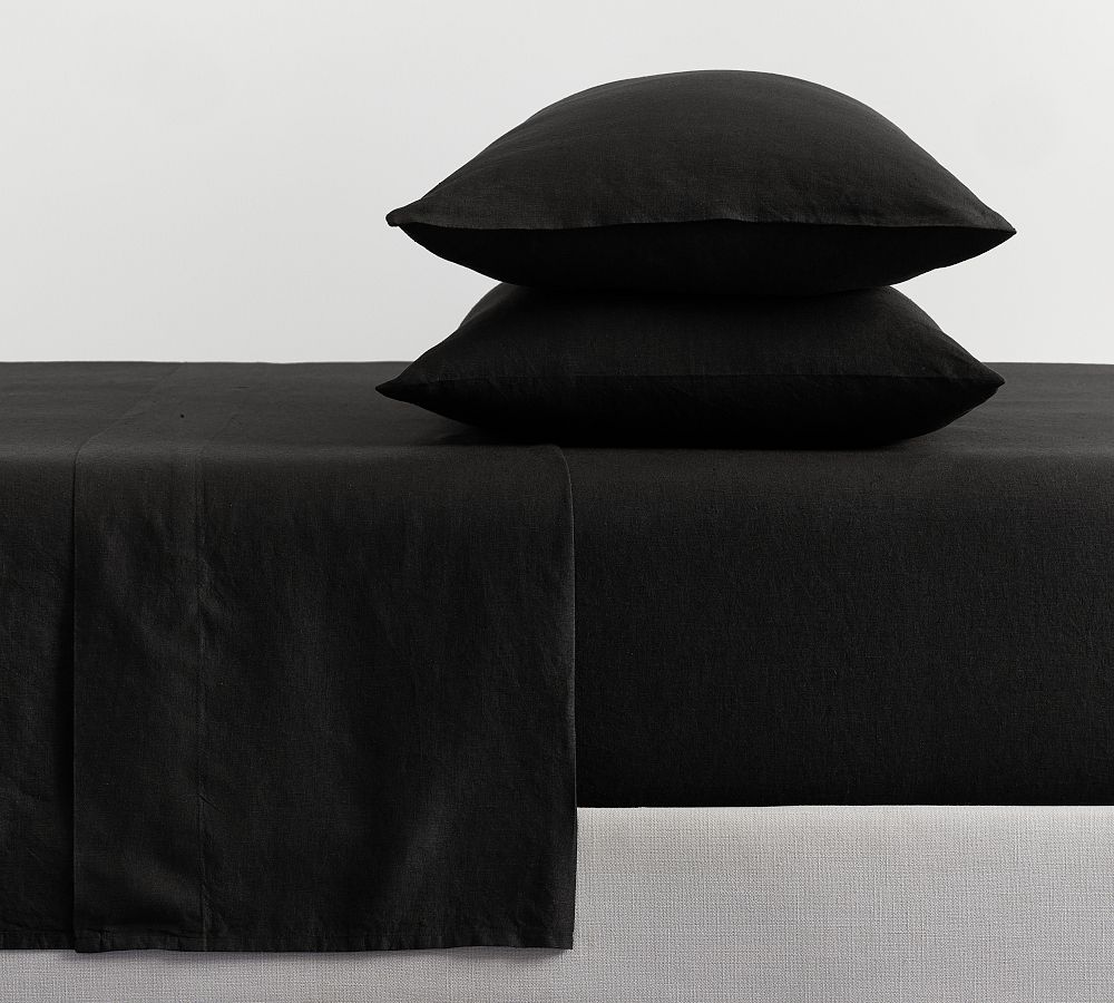 Open Box: Classic Belgian Flax Linen Sheet Set, King - Black