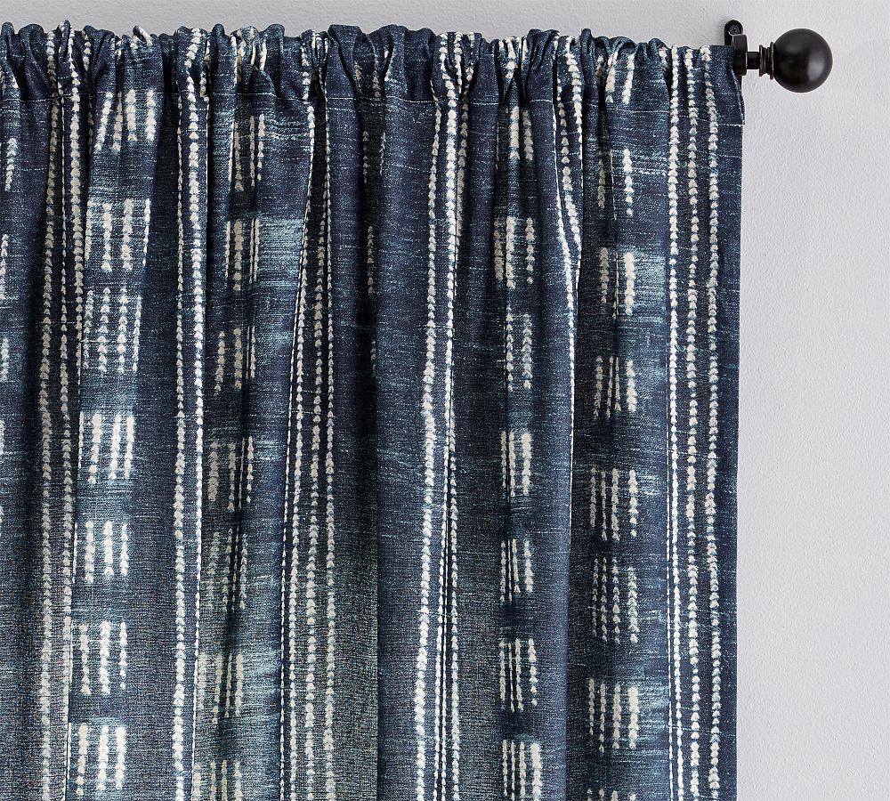 Open Box: Shibori Dot Curtain, 50"W x 84"L - Blue