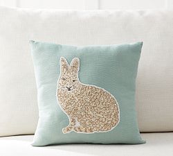 Jeweled Bunny Pillow, 14", Blue Multi