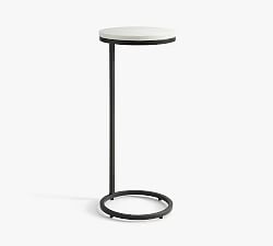 Open Box: Delaney 10" Round Marble C-Table, Bronze