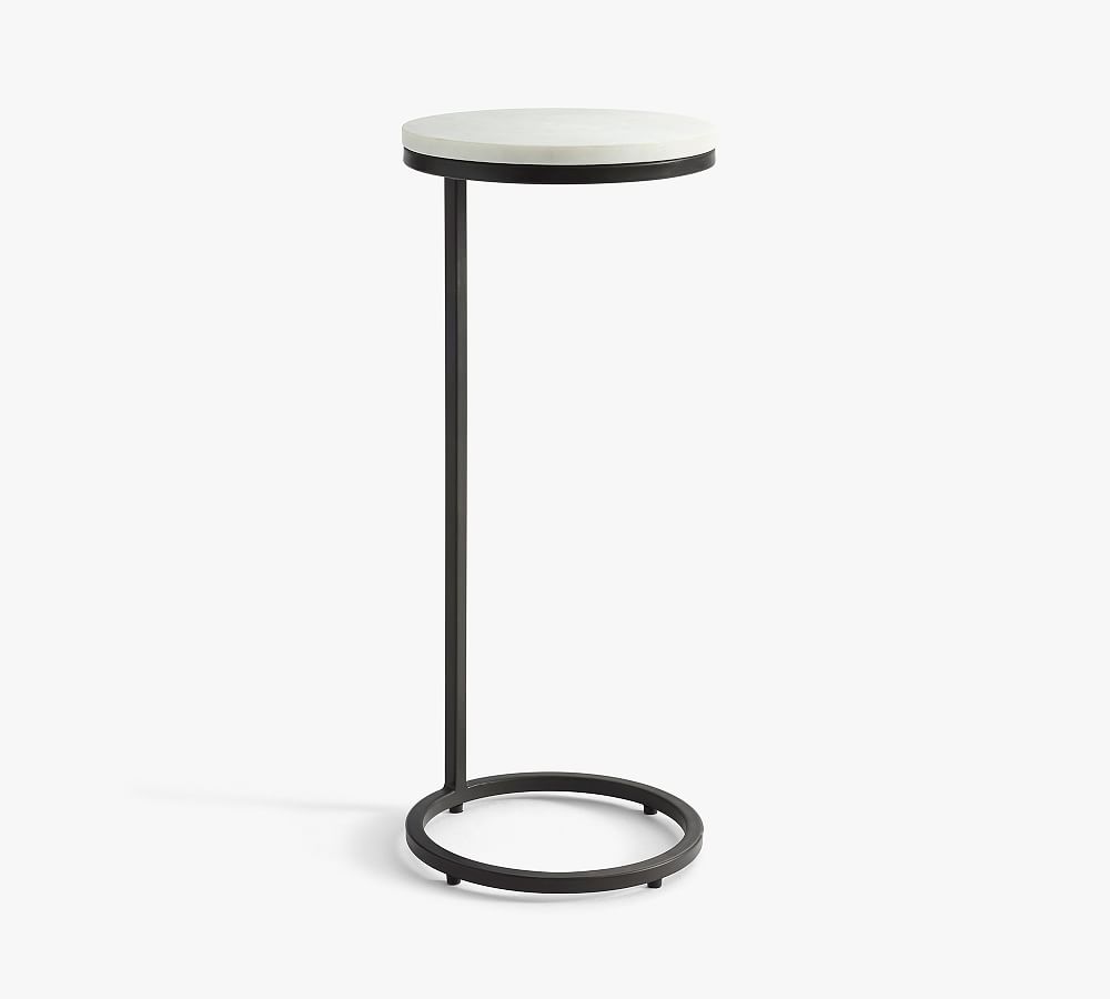 Open Box: Delaney 10" Round Marble C-Table, Bronze