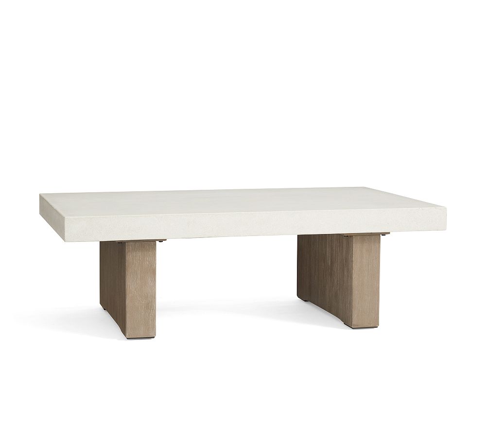 Pomona Concrete & Acacia Rectangular Outdoor Coffee Table (50")
