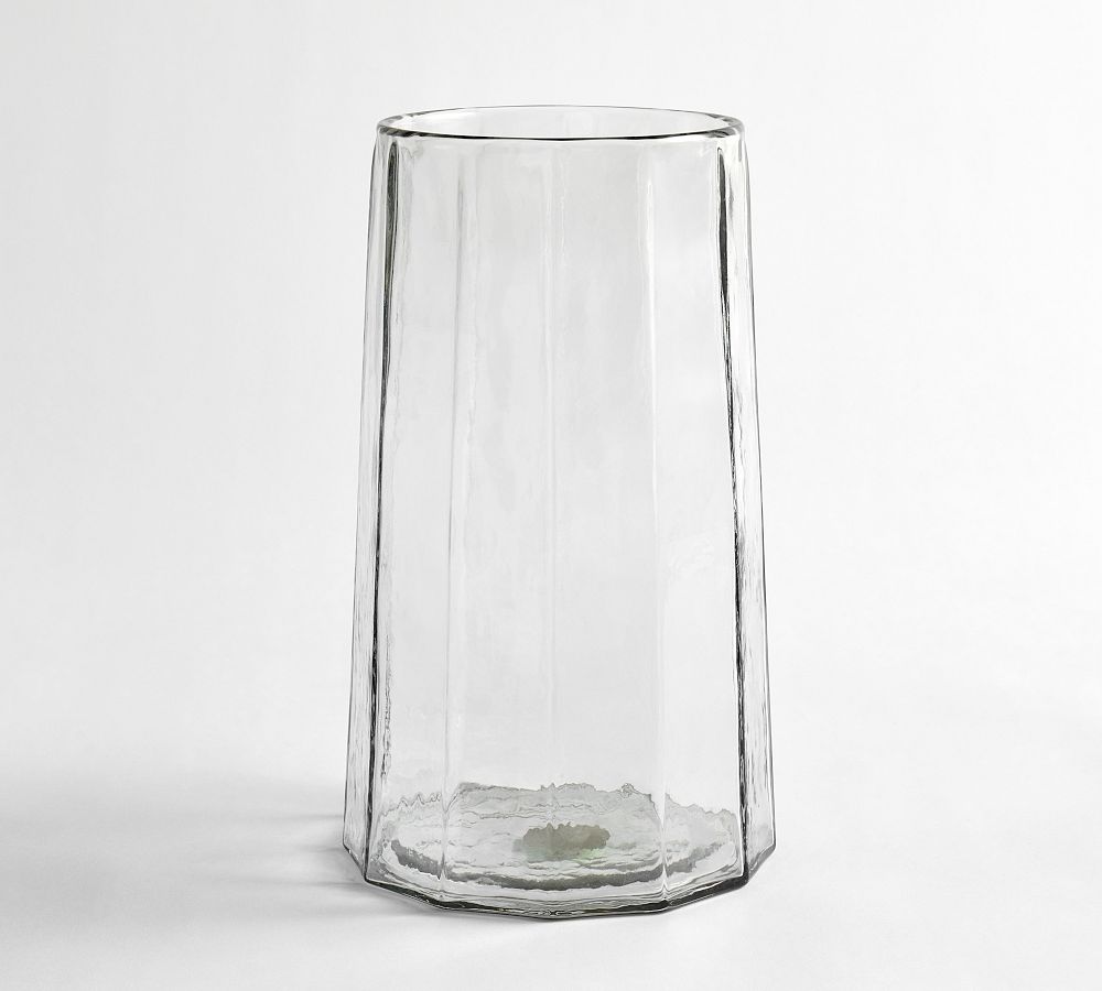 Hammered Café Recycled Hurricane Candle Holder - Large, 13.75"H - Clear