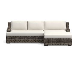 Huntington Slope Arm Sectional 2pc - 1 RA/LA Loveseat, 1 RA/LA Double Chaise, HP Canvas; Natural