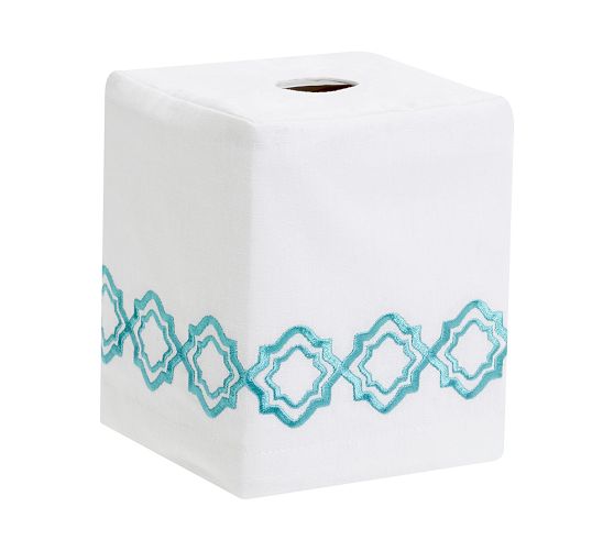 Liza Embroidered Tissue Box Cover