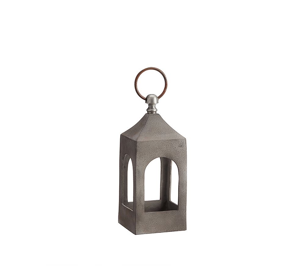 Open Box: Caleb Handcrafted Metal Lantern, Mini 15" - Gray