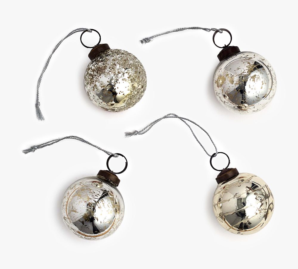 Mouth Blown Round Ornaments - Set of 4