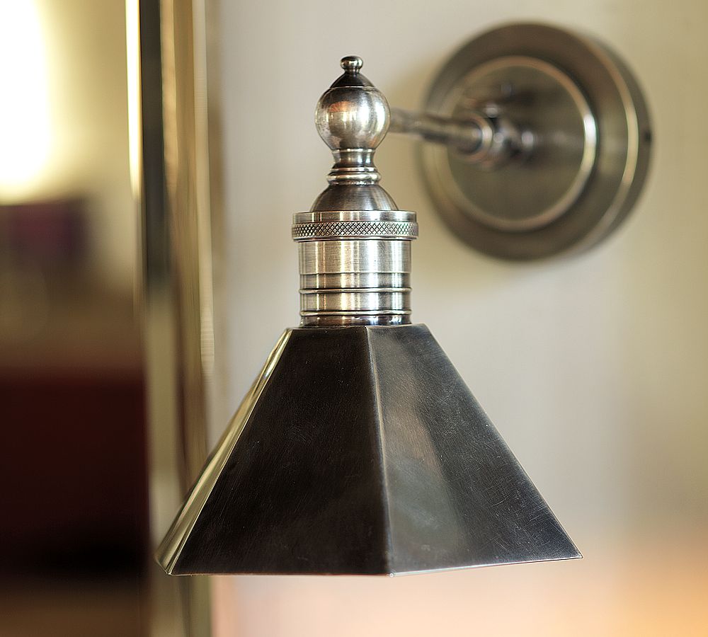 Metal-Head Sconce, Single, Set of 2, antique Pewter