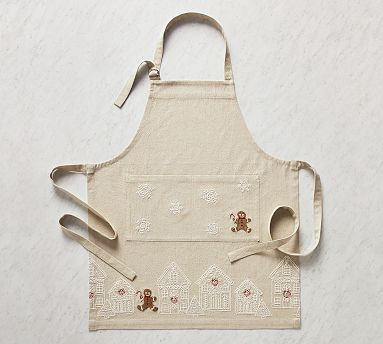 Gingerbread Village Embroidered Adult Apron - Neutral