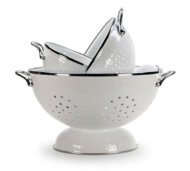 Golden Rabbit Enamel Colanders, Set of 3 - White
