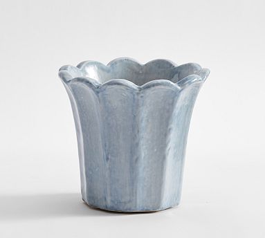 Fluted Tulip Cachepot, Small - Light Blue