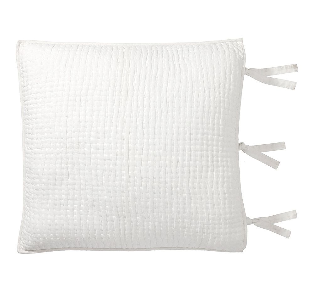 Pick-Stitch Handcrafted Cotton/Linen Quilted Sham, Euro Size