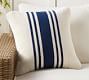 Modern Farmhouse Striped Outdoor Pillow, Navy, 20"