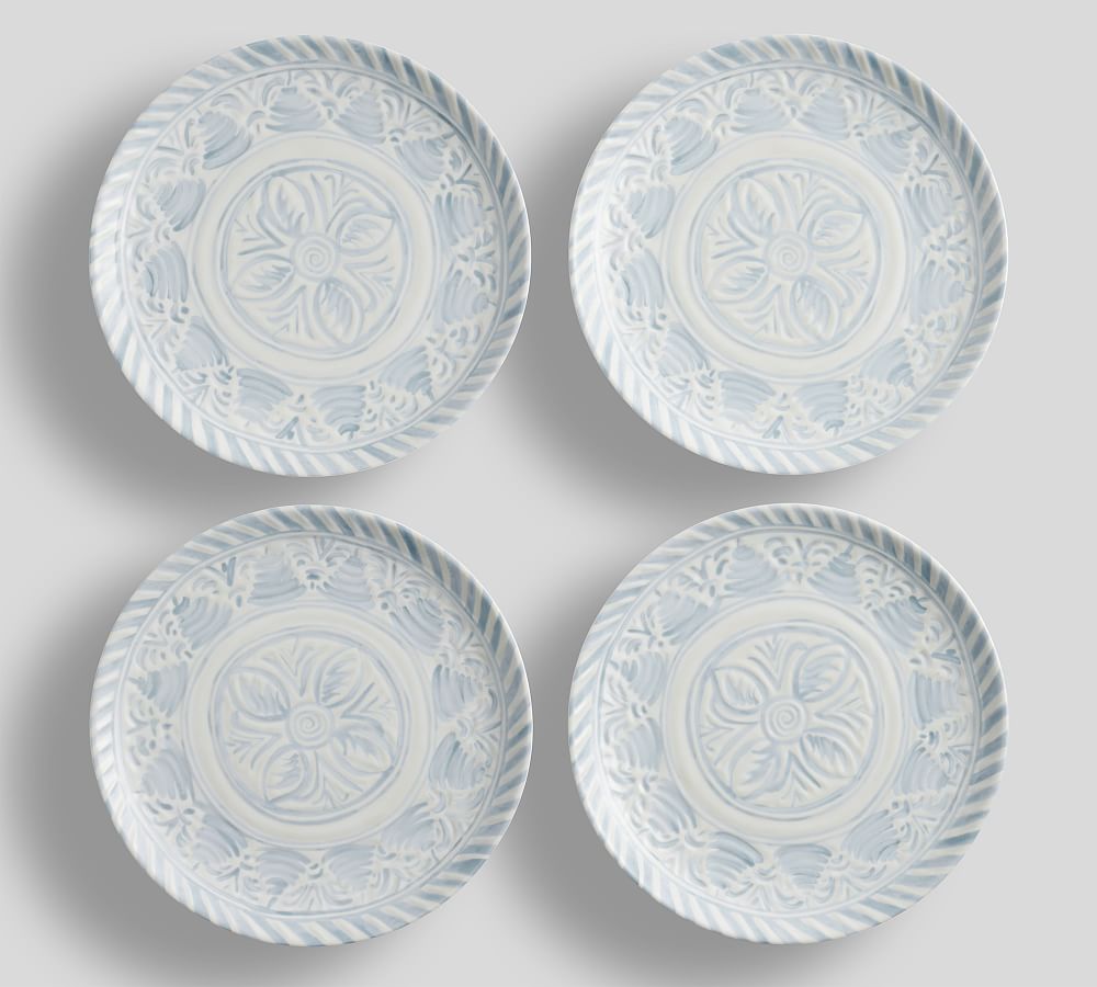 Chambray Tile Outdoor Melamine Dinner Plates - Set of 4 - Set of 4