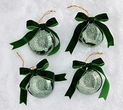 Mercury Balls With Bows Ornament Box Set of 4